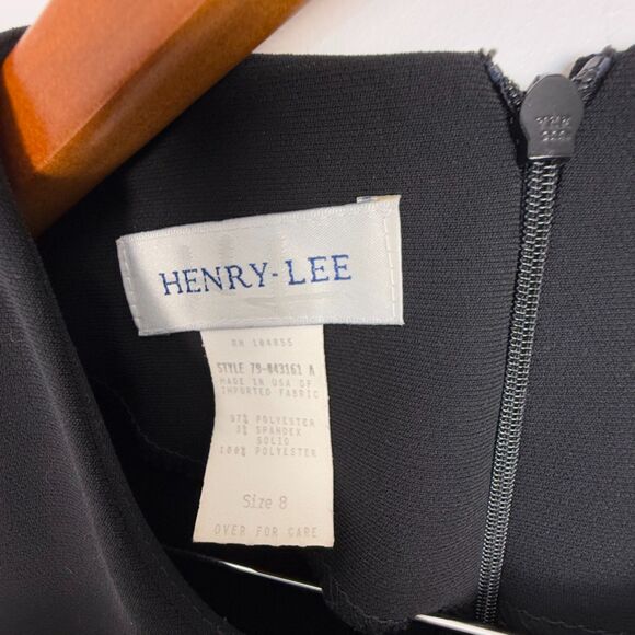 Black Midi Sheath Dress – Classic Little Black Dress, Minimalist Short Sleeve - Picture 3 of 11